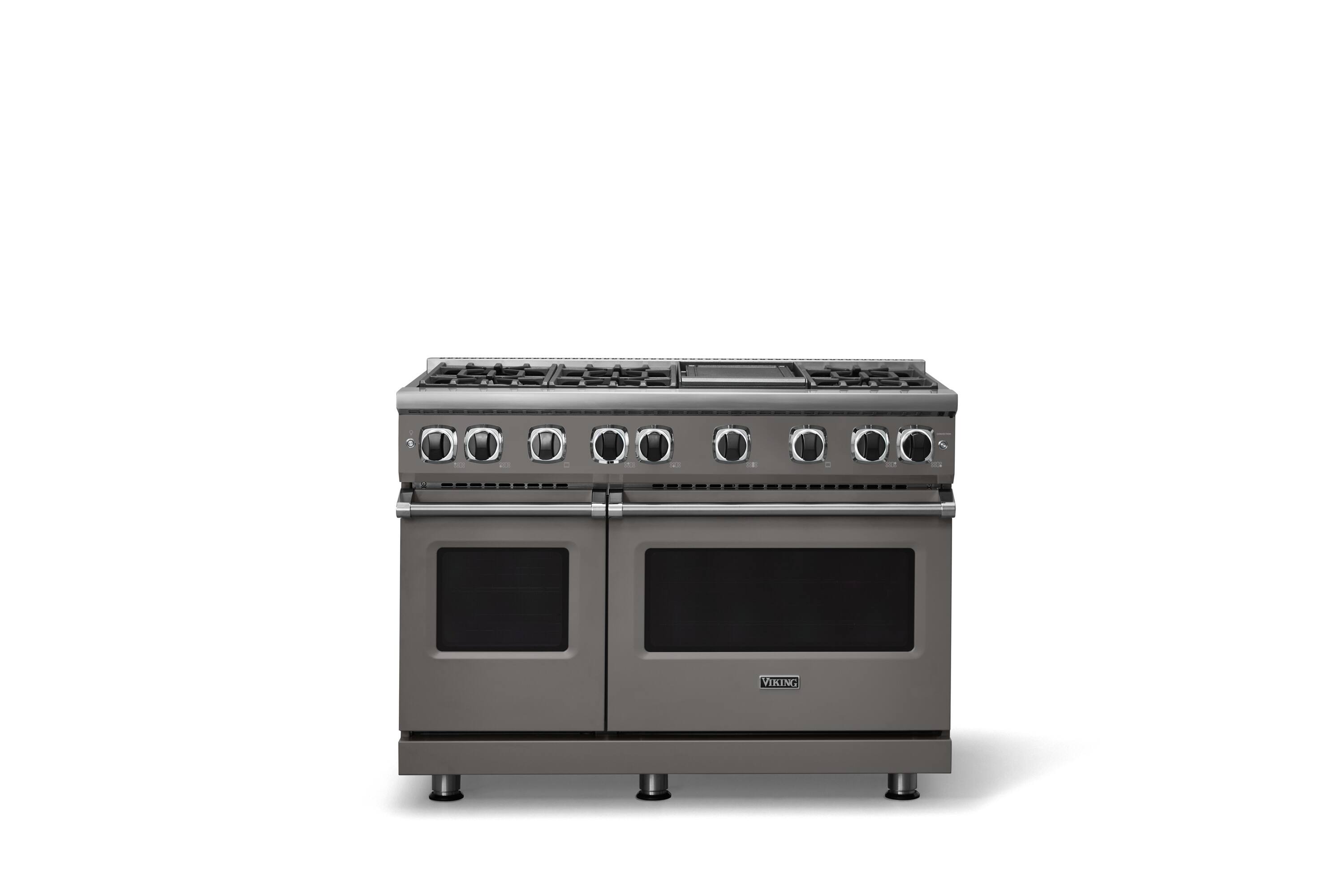Alt View 4. Viking - 48"W. 7.3 Cu. Ft. Freestanding Sealed 6 Burner Gas Range/Griddle  - Damascus Gray - Damascus Gray.
