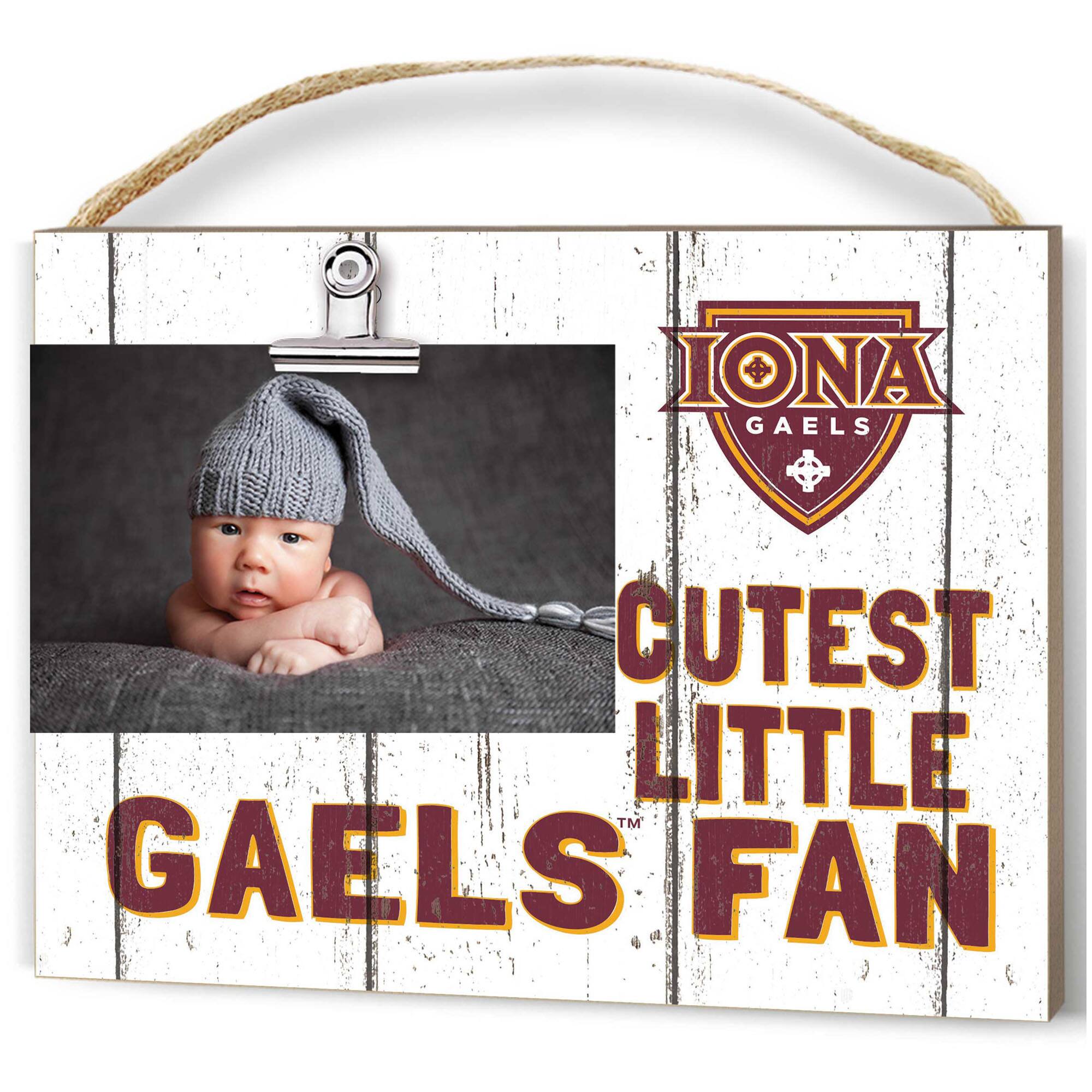 Jardine - Iona University Gaels 8'' x 10'' Cutest Little Weathered Logo Clip Photo Frame - White