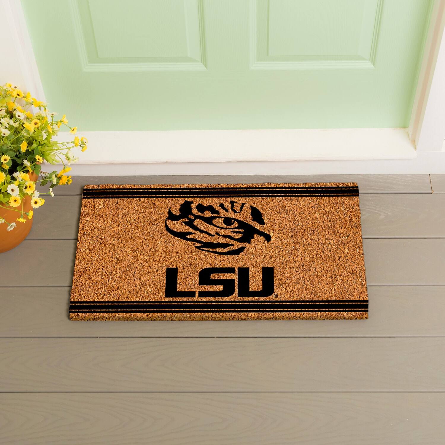 Alt View 2. Evergreen Enterprises - LSU Tigers 16" x 28" Logo Turf Mat - Multicolor.