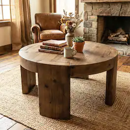 Tribesigns - Solid Wood Round Coffee Table, 31.5" Farmhouse Center Table - Rustic Brown