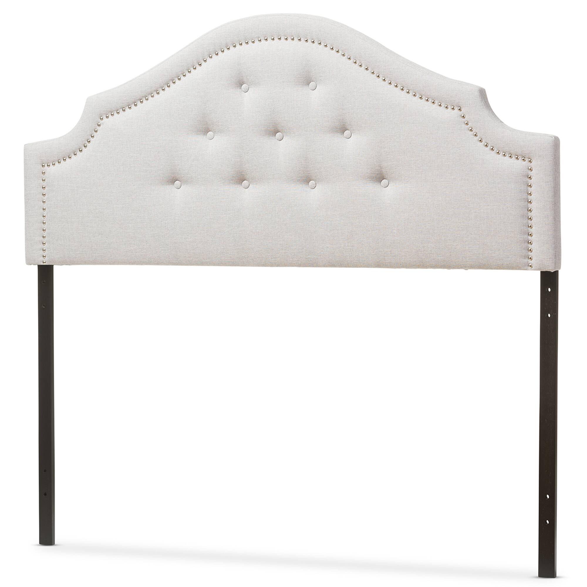 Angle. Baxton Studio - Cora Modern and Contemporary Fabric Upholstered Queen Size Headboard - Greyish Beige.