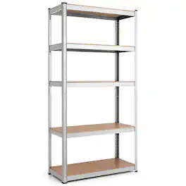 Costway - 72" Heavy Duty Steel 5 Level Garage Shelf Storage Adjustable Shelves - Silver