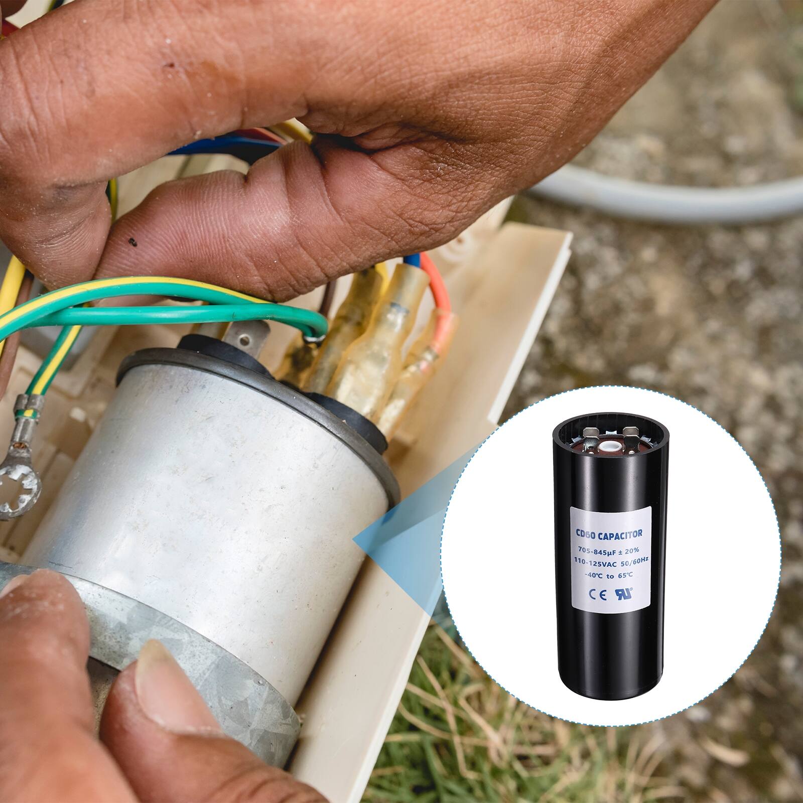 CDS0 CAPACITOR  
705-845uF ±20%  
110-125VAC 50/60Hz  
-40°C to 65°C  
CE  
FU