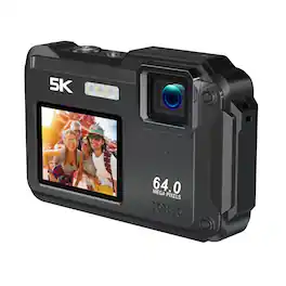 Aries - SplashCam Pro 64MP Waterproof Digital Camera - Dual Display, WiFi, 16X Zoom (Black)