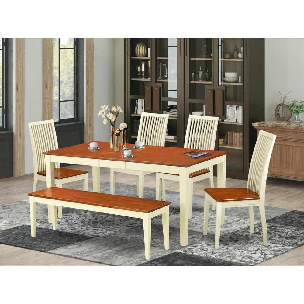 Back. East West Furniture - Dining Room Set Buttermilk & Cherry - Brown.