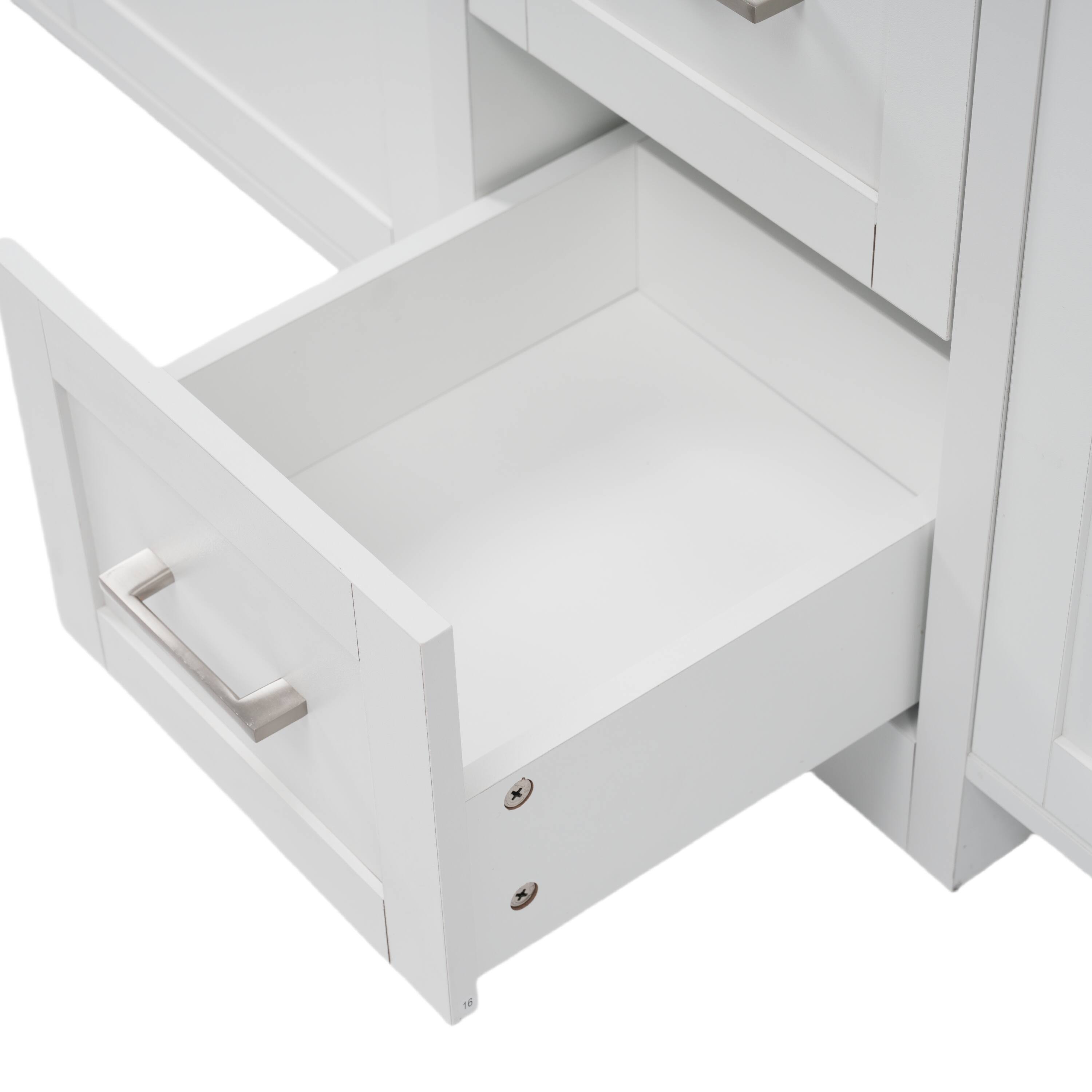 Alt View 10. Boyel Living - 84 Inch Double Sink Bathroom Vanity with Ceramic Sinks Quartz Countertop Adjustable Shelves 3 Drawers White - White.