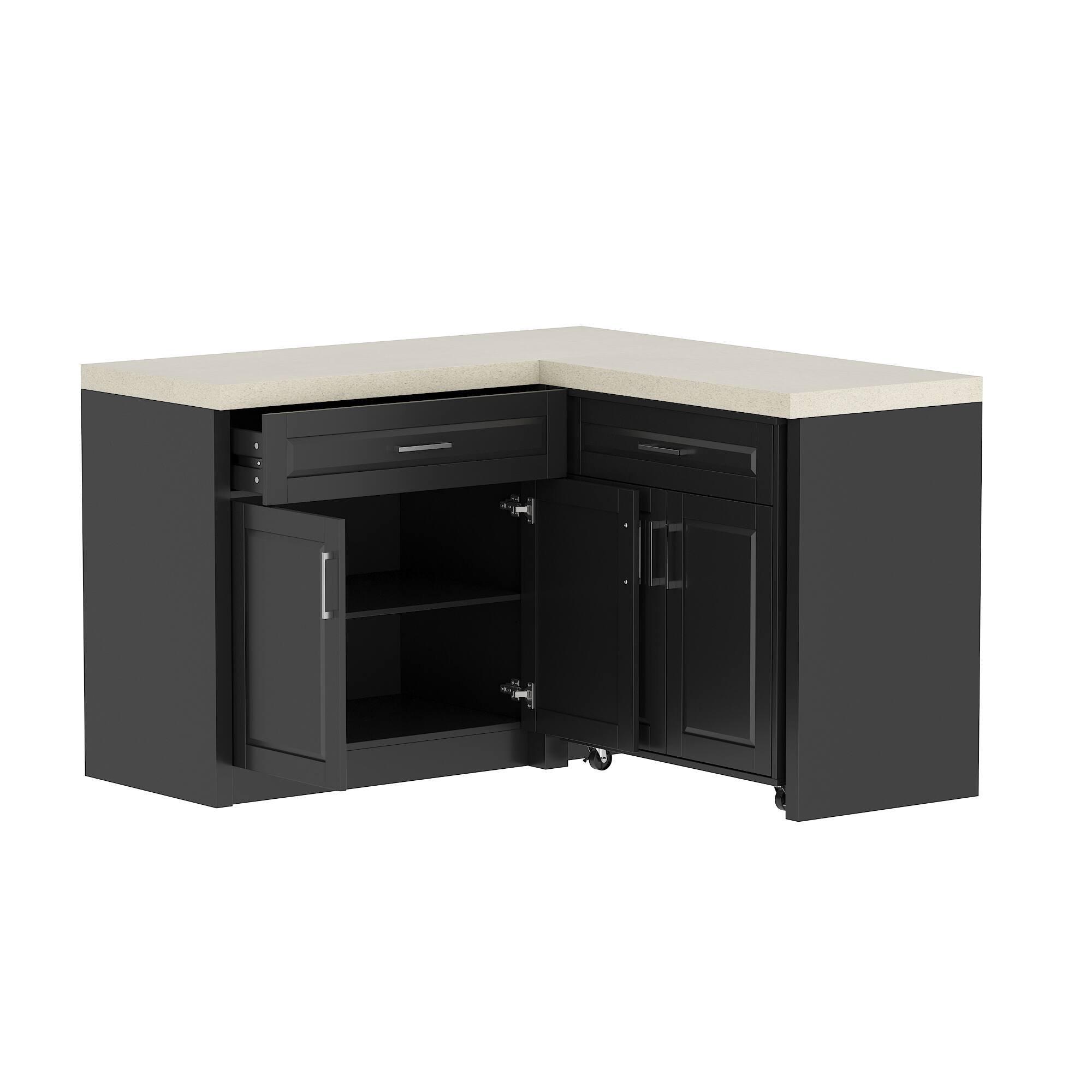 Left. FUFU&GAGA - FUFU&GAGA L - Shaped Sideboards Kitchen Storage Cabinet Space - Saving Organization Pantry Cabinet - Black.