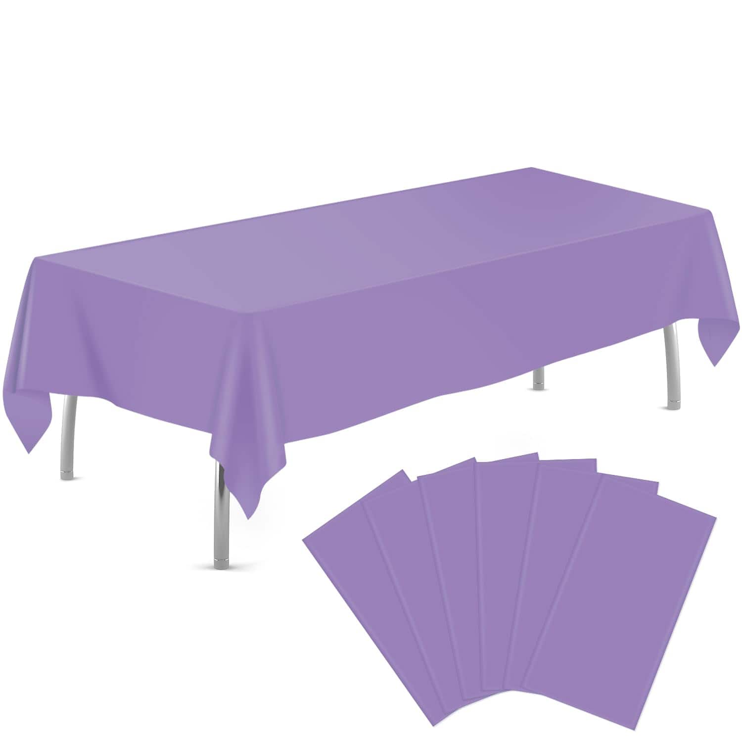 Dapper Styles - Royal Plastic Table Cloth 54 X 108 Disposable Tablecloths Rectangle Cover Cloths For Parties - Lavender-Round