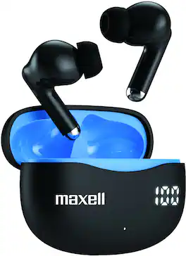 Maxell - ANC-BLU Bass 13 Bluetooth Earbuds Active Noise Cancelling - True Wireless (Black) - HEADPHONES - Multicolor