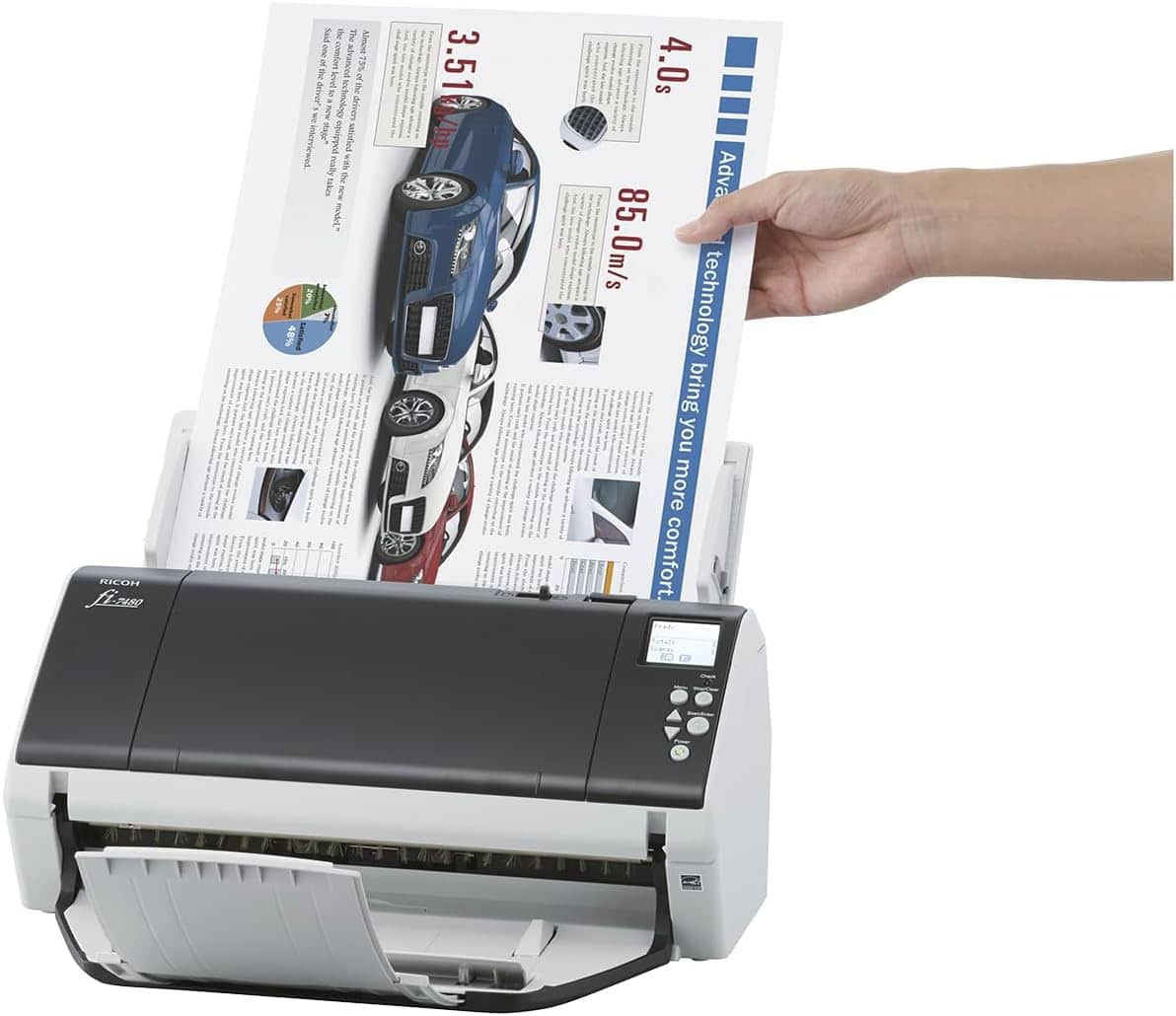 Ricoh / Fujitsu Fi-7480 (PA03710-B005) Duplex 600 dpi USB Color Wide Format ADF Document Scanner - Black