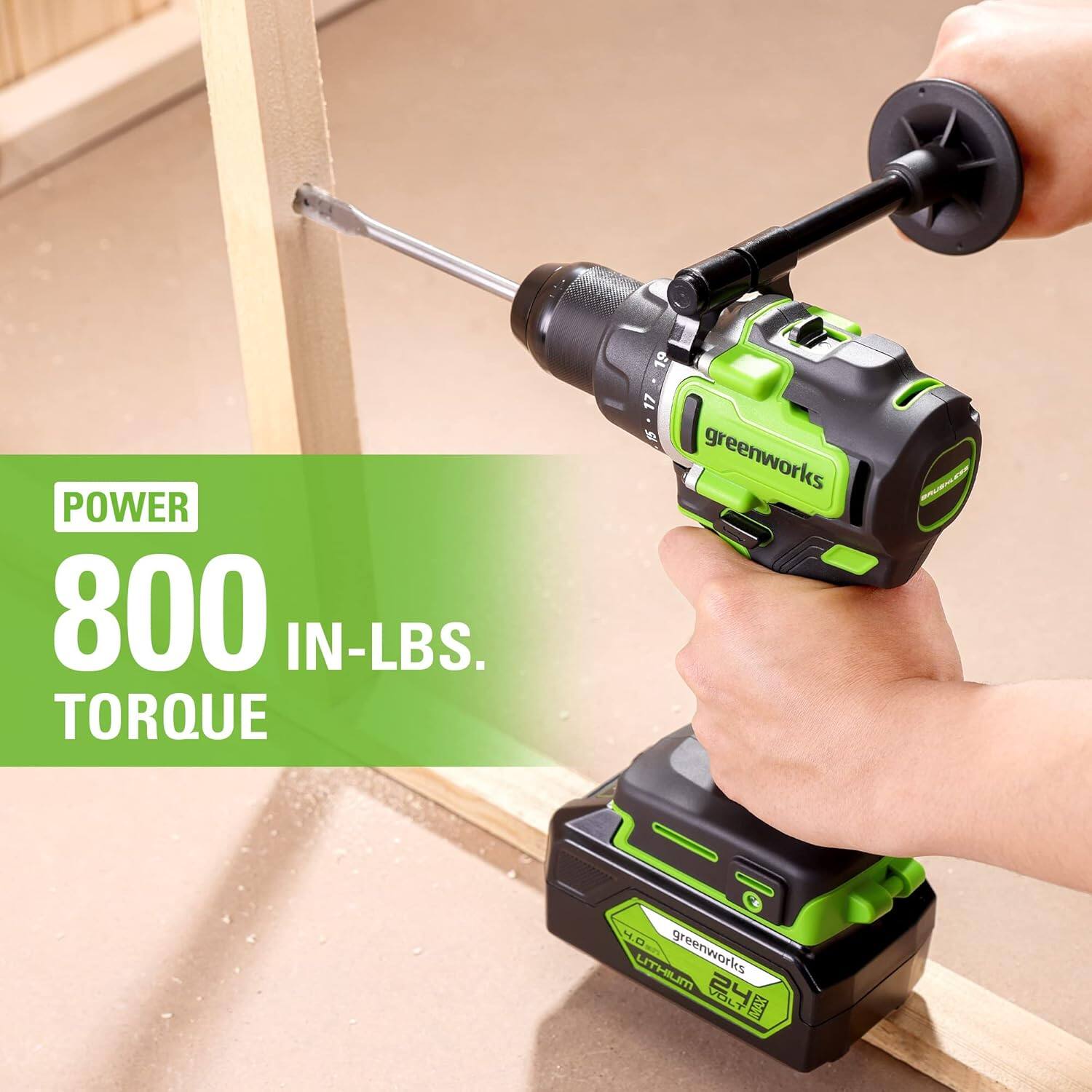 POWER 800 IN-LBS. TORQUE  
greenworks  
LITHIUM  
24V