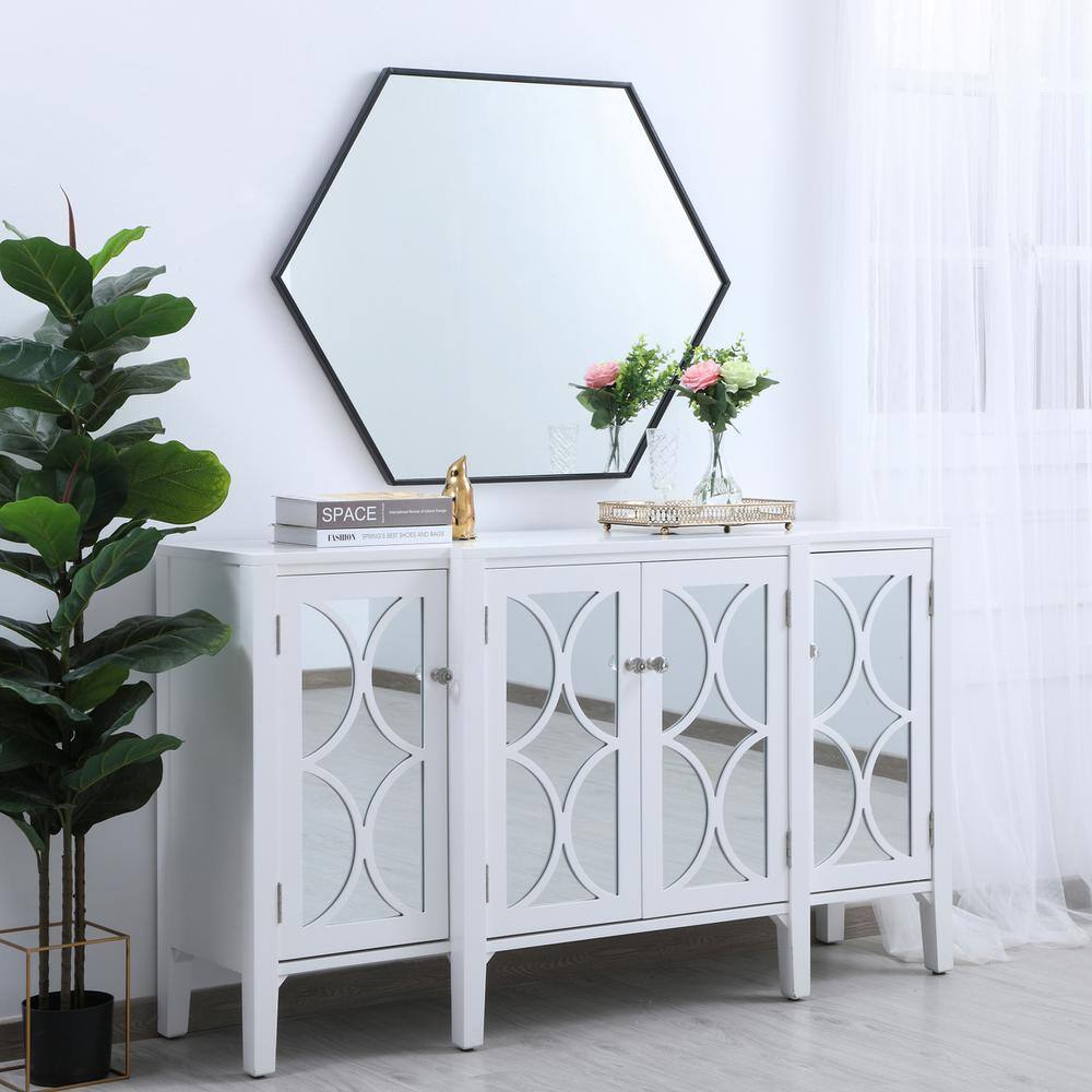Alt View 6. Elegant Decor - Metal frame hexagon mirror 30 inch in Black - Black.