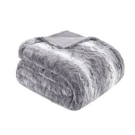 Gracie Mills - Shawn Brushed Faux Fur to Mink Oversized Throw - Gray
