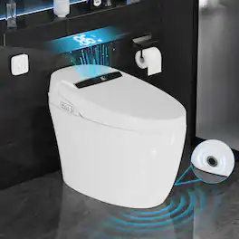Dyonery - Smart Toilet with Heated Seat and Night Light, Tankless Toilets.Auto Flush, Auto Open Close Lid/Seat - White