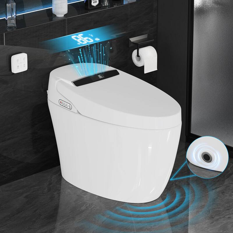 Dyonery - Smart Toilet with Heated Seat and Night Light, Tankless Toilets.Auto Flush, Auto Open Close Lid/Seat - White