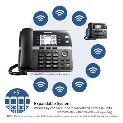 Panasonic Corded 4 Line Office Phone Base Station KX TGW420 Black Panasonic Corded 4 Line Office Phone Base Station KX TGW420 Black