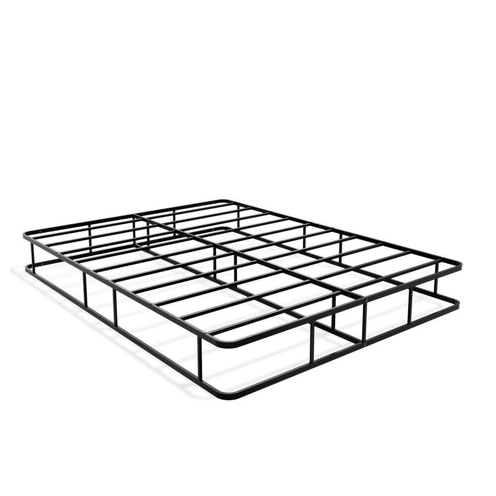 Angle. East West Furniture - DHQBBLK Dothan Queen Bed Frame with Luxurious Style Headboard and Footboard - High Quality Metal Frame in Powder - Black.