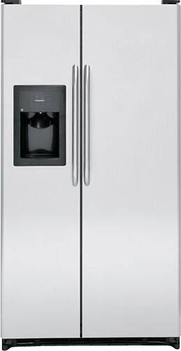 Front Standard. GE - 21.9 Cu. Ft. Side-by-Side Refrigerator with Thru-the-Door Ice and Water - Stainless-Steel.