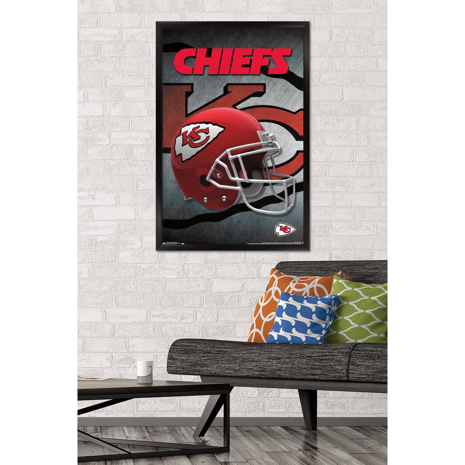 Alt View 1. Trends International - Kansas City Chiefs 24.25'' x 35.75'' Framed Team Helmet Poster - Multicolor.