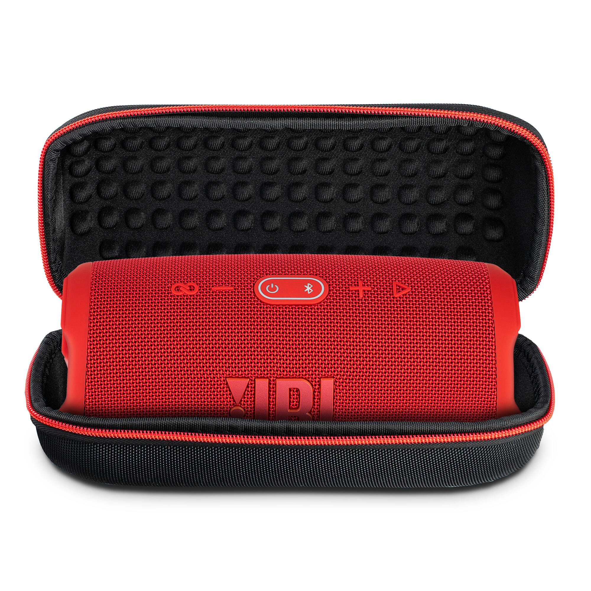 Alt View 2. JBL - JBL Charge 5 Portable Wireless Bluetooth Speaker with IP67 Waterproof with Case (Red) - Red.