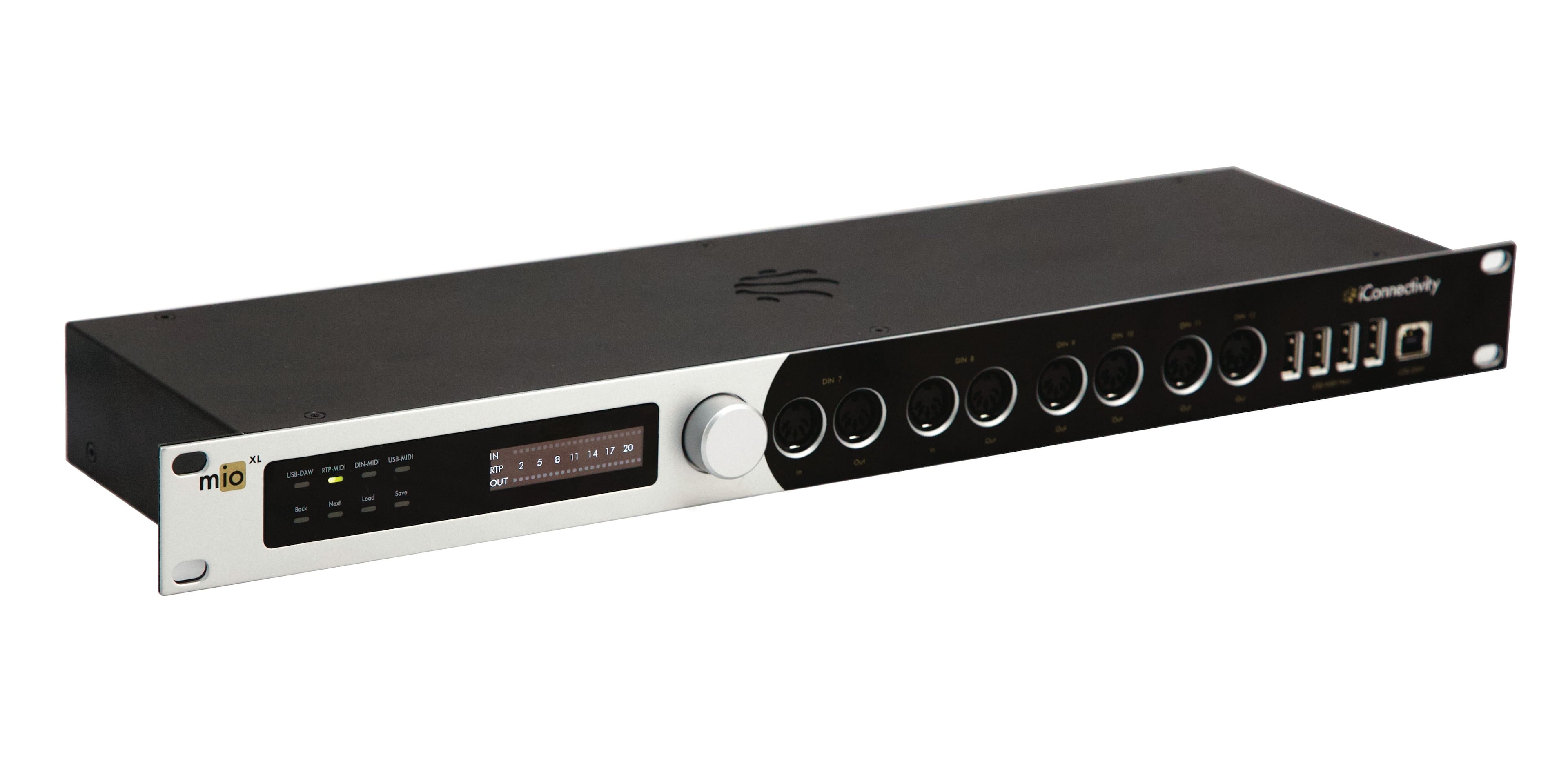 iConnectivity - 22x22 USB DIN RTP Network MIDI Interface with Multiport Studio and Stage Control - Black/White