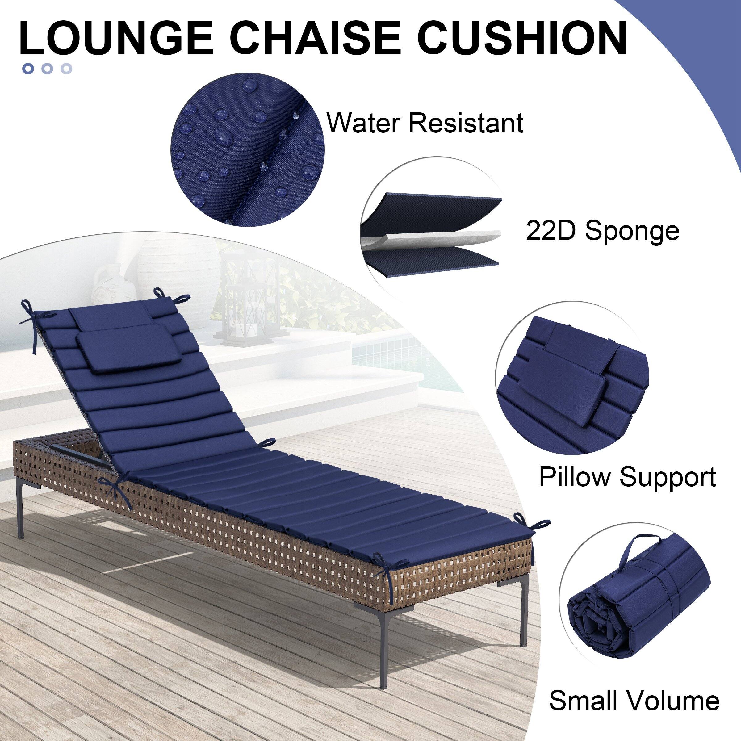 LOUNGE CHAISE CUSHION

- Water Resistant
- 22D Sponge
- Pillow Support
- Small Volume