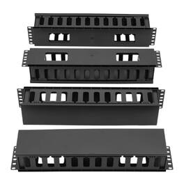 Stock Preferred - 4-Pack Horizontal Rack Mount Cable Management Organize - Black