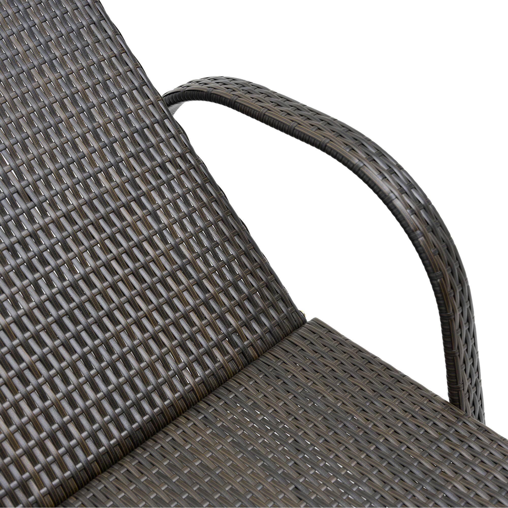 Alt View 8. Outsunny - Wicker Outdoor Chaise Lounge, 5-Level Adjustable Backrest PE Rattan Pool Lounge Chair with Wheels, Cushion & Headrest - Mixed Brown and Cream White.