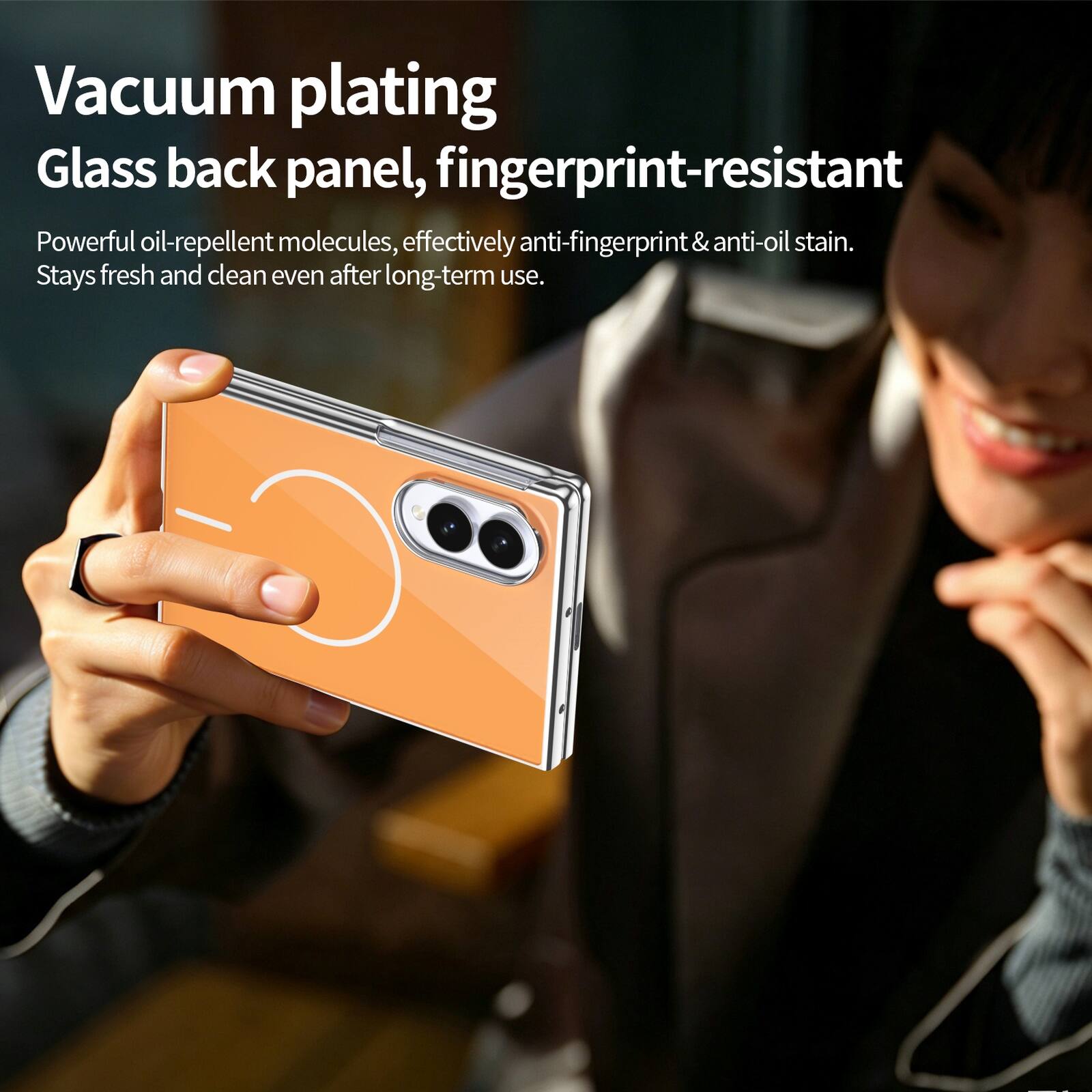 Vacuum plating Glass back panel, fingerprint-resistant

Powerful oil-repellent molecules, effectively anti-fingerprint & anti-oil stain. Stays fresh and clean even after long-term use.