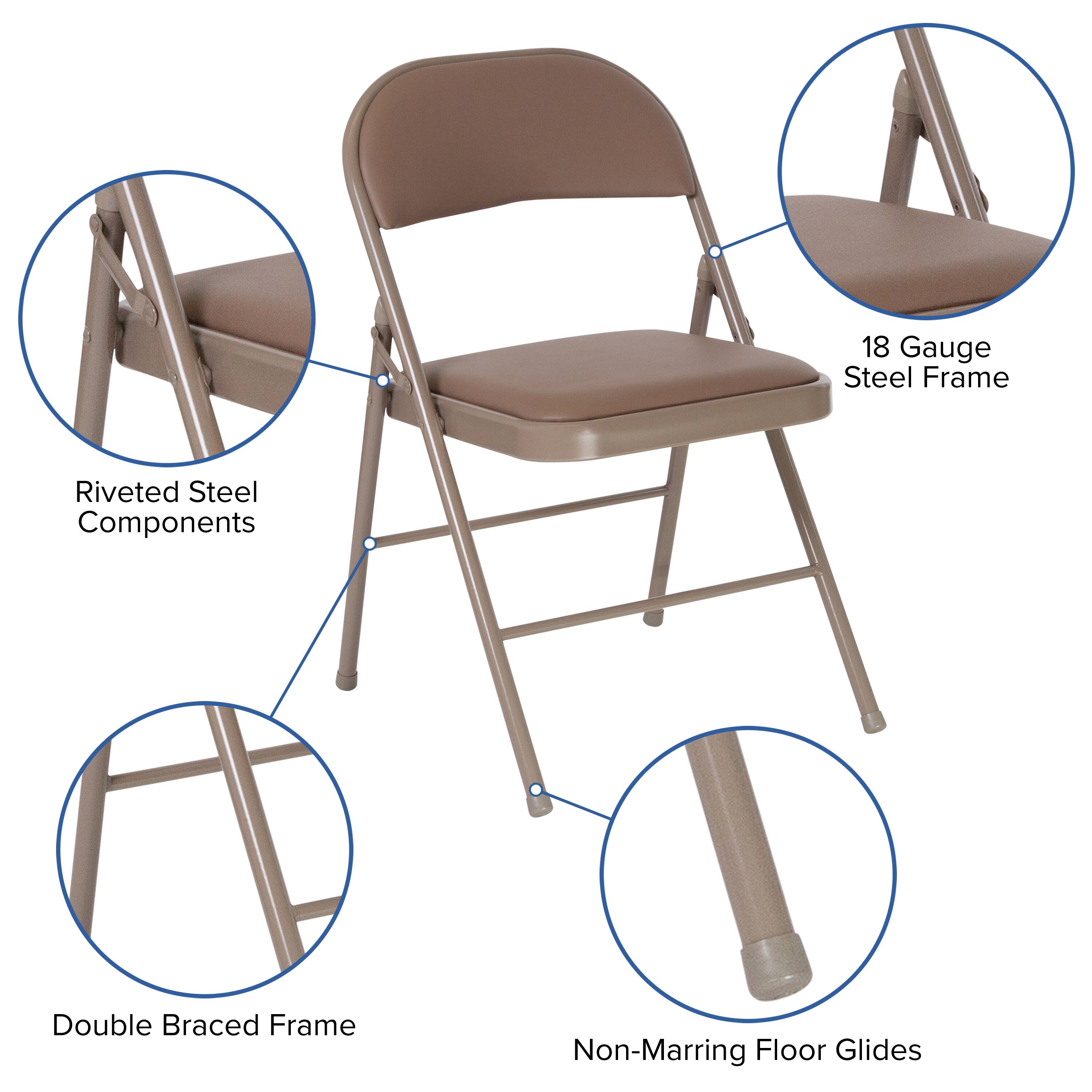 18 Gauge Steel Frame  
Riveted Steel Components  
Double Braced Frame  
Non-Marring Floor Glides