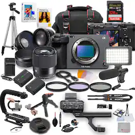 Bundle - Sony - FX3 Full-Frame Cinema Camera with Sigma 30mm f/1.4 DC DN Lens, LED Light, Microphone, 128GB Extreme Speed, U-Grip - Black