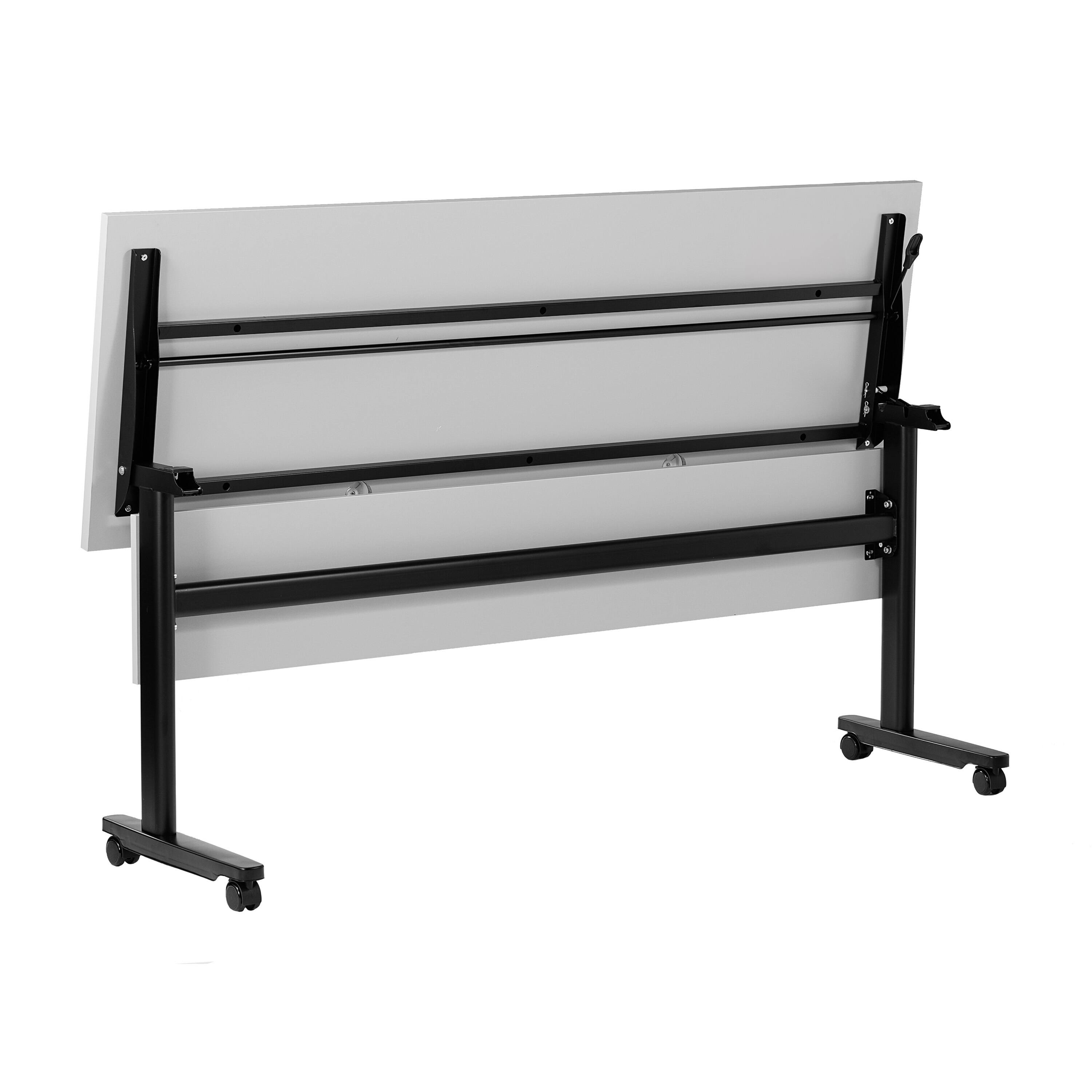 Alt View 10. Emma + Oliver - Hahn Heavy-Duty Flip Top Training Table with Nesting Design, Privacy Panel, T-Legs, Tabletop, Metal Frame - Gray Top/Black Frame.