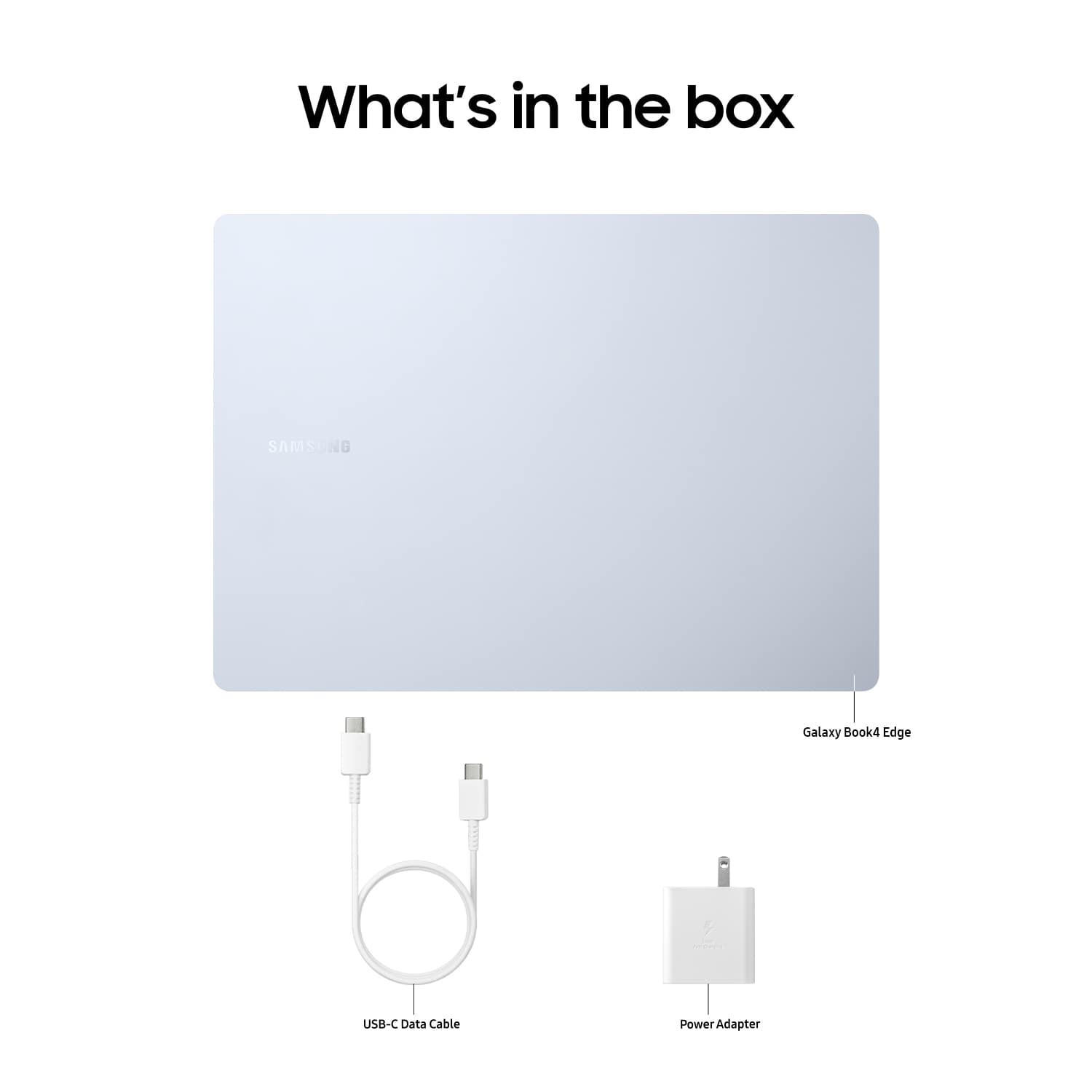 What's in the box: Samsung Galaxy Book & Edge USB-C Data Cable, Power Adapter
