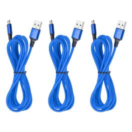 Unique Bargains - 3pcs Controller Charger Cable 6Ft USB A to Micro USB Fast Charging Cord - Blue