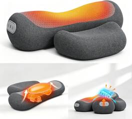 Dazzed Corner - 3-in-1 Cordless Neck Support Pillow with Heat, Vibrations & Airbag - Gray