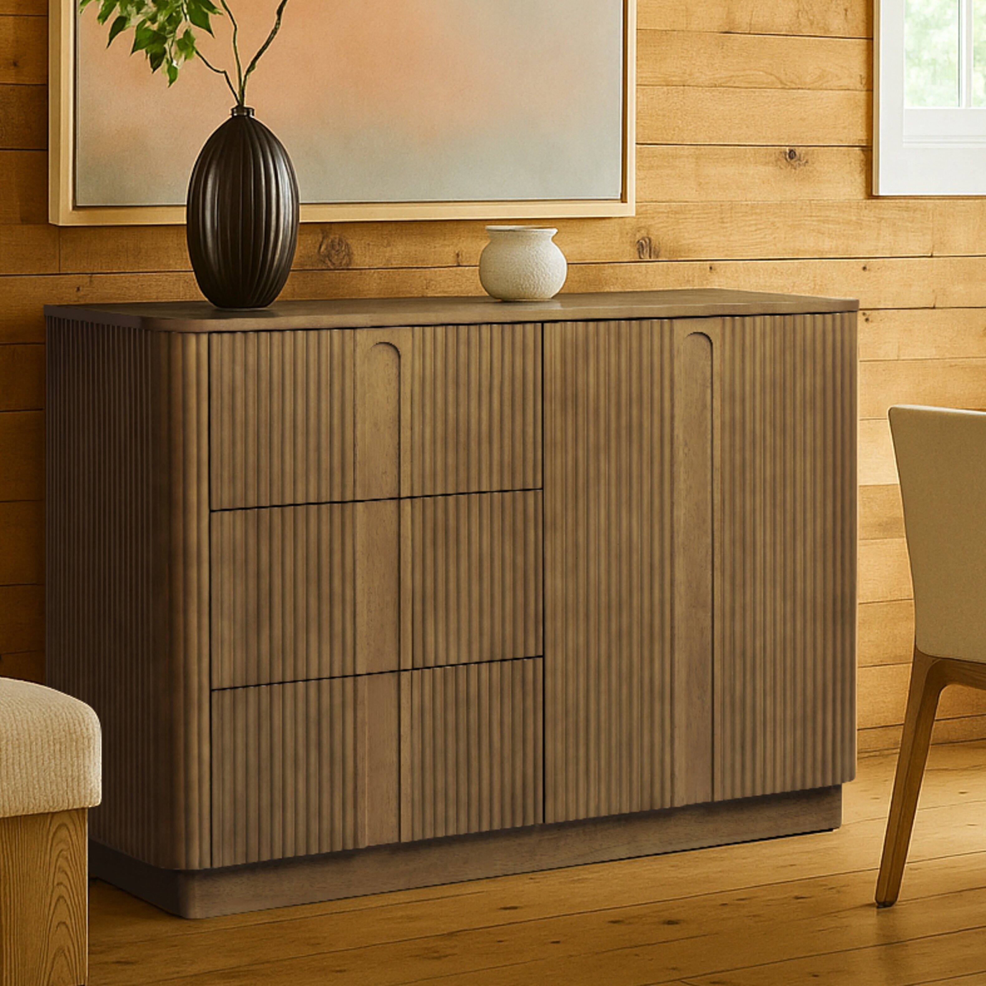 Front. Teamson Home - Teamson Home Potomac Sideboard with 3 Drawers and 1 Door, Greige - Tan.