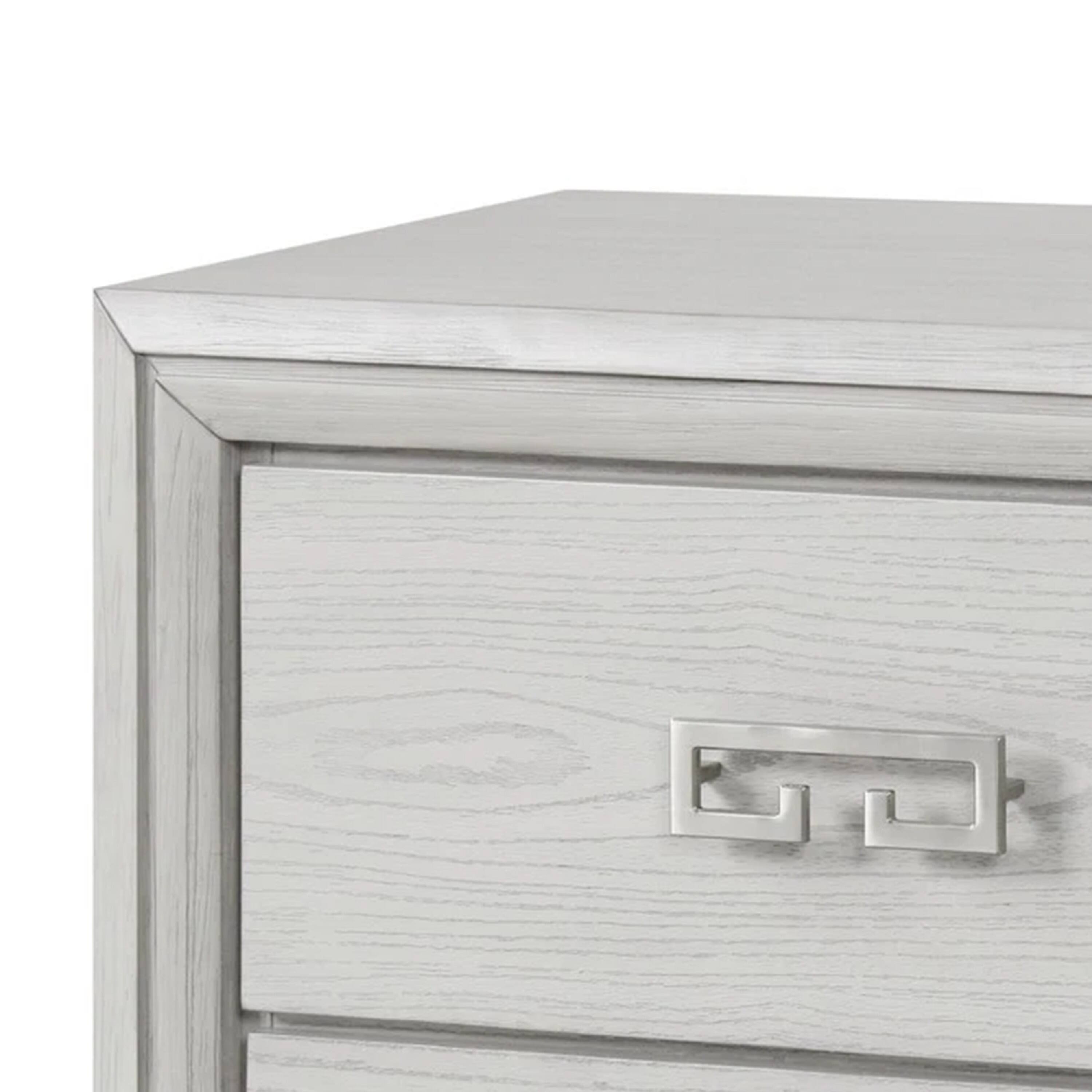 Alt View 1. Manhattan Lane - Basil Nightstand, 2 Drawers, 29 Inch - White, Nickel.