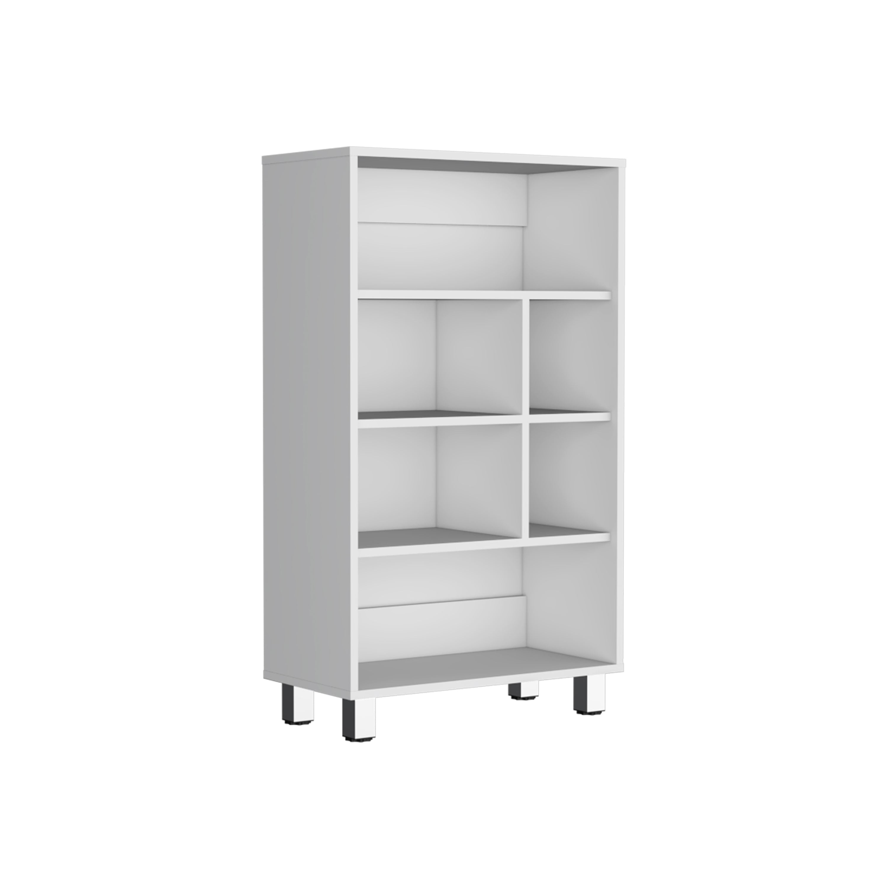Left. Depot Eshop - Akiak Bookcase, 6 shelves, 4 legs - White.