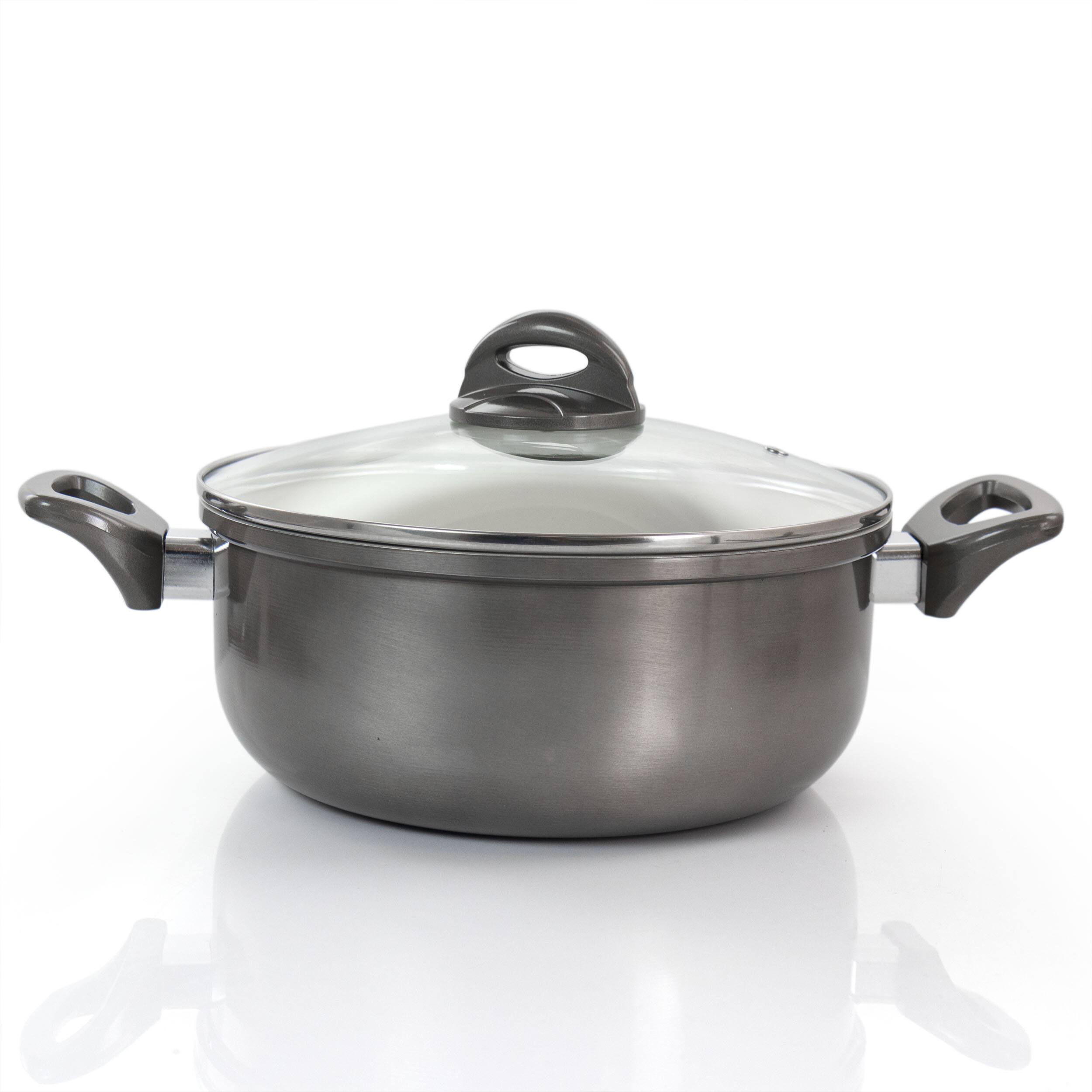 Alt View 10. Gibson - Gibson Home Hestonville 7 Piece Aluminum Nonstick Cookware Set in Grey with Bakelite Handles - Gray.