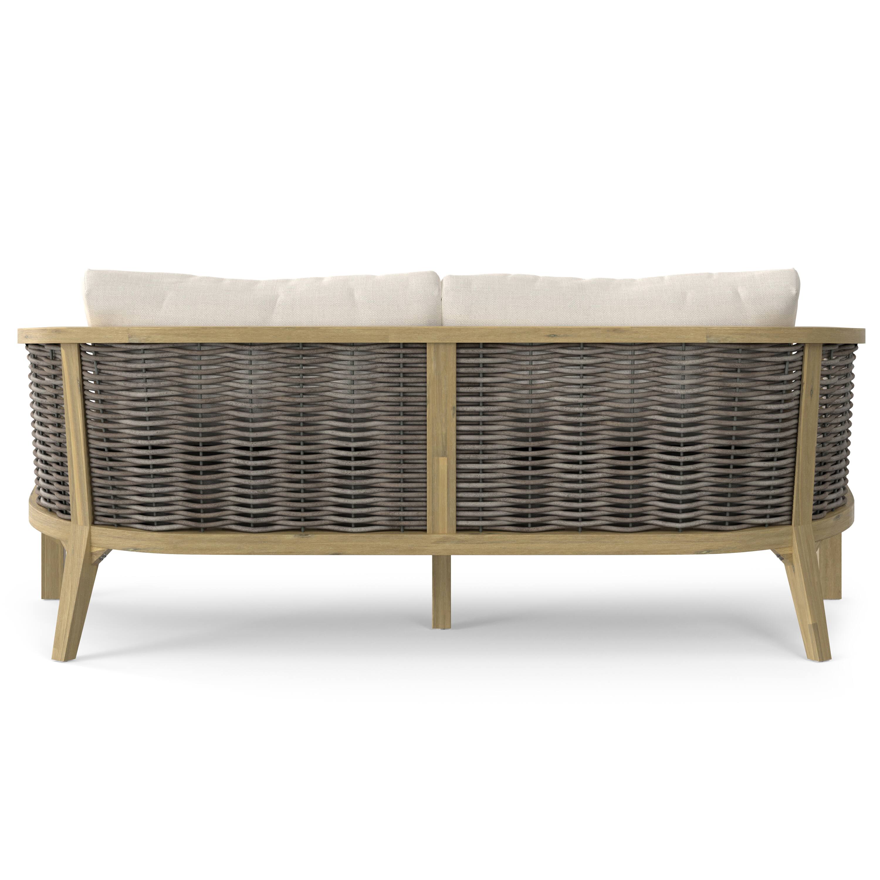 Alt View 2. Simpli Home - Parkside SOLID ACACIA WOOD 70 inch Wide Contemporary Outdoor Sofa in Polyester Fabric, Fully Assembled - Natural.