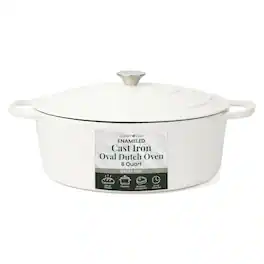 Larder & Vine - 8 qt Enameled Cast Iron Dutch Oven with Lid - White