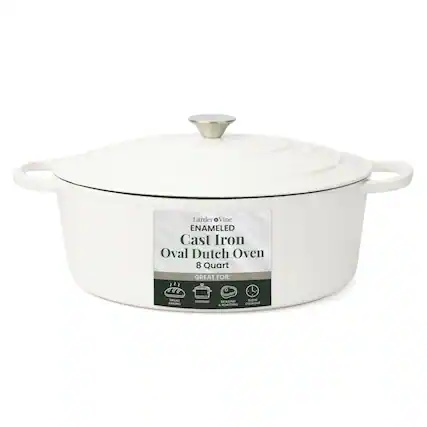 Medor D Vio Larder Vine ENAMELED Cast Iron Oval Dutch Oven 8 Quart GREAT FOR: BAKING, STEWING, SLOW COOKING & ROASTING