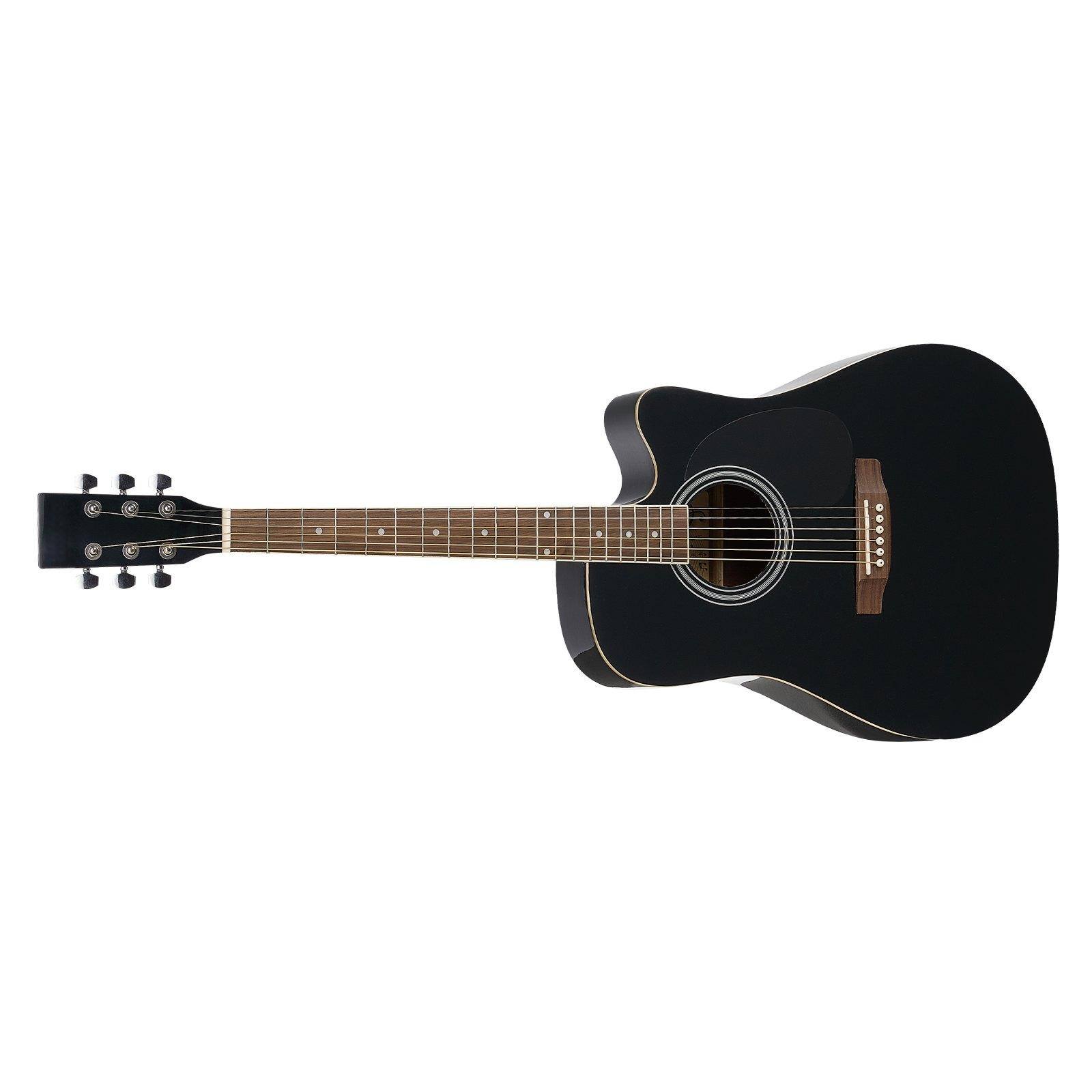 Alt View 9. Glintex - 41" Cutaway Acoustic Guitar, Solid Spruce Top, 6-String, Beginner Bundle with Gig Bag, Tuner, Capo, Picks, Strap - Black.