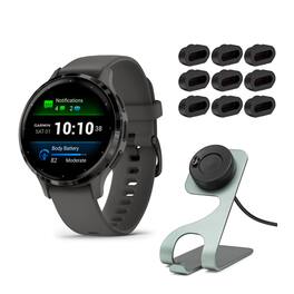 Garmin - Venu 3S Smartwatch (Slate/Gray) Bundle with Charging Stand and Port Plugs - TRUE - (2024)