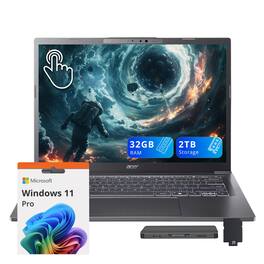 Acer - Aspire 14 AI 14" WUXGA Touch Laptop,Intel Ultra 9 288V,32GB RAM,1TB SSD+1TB Dock Set,Backlit,Win 11 Pro - Gray