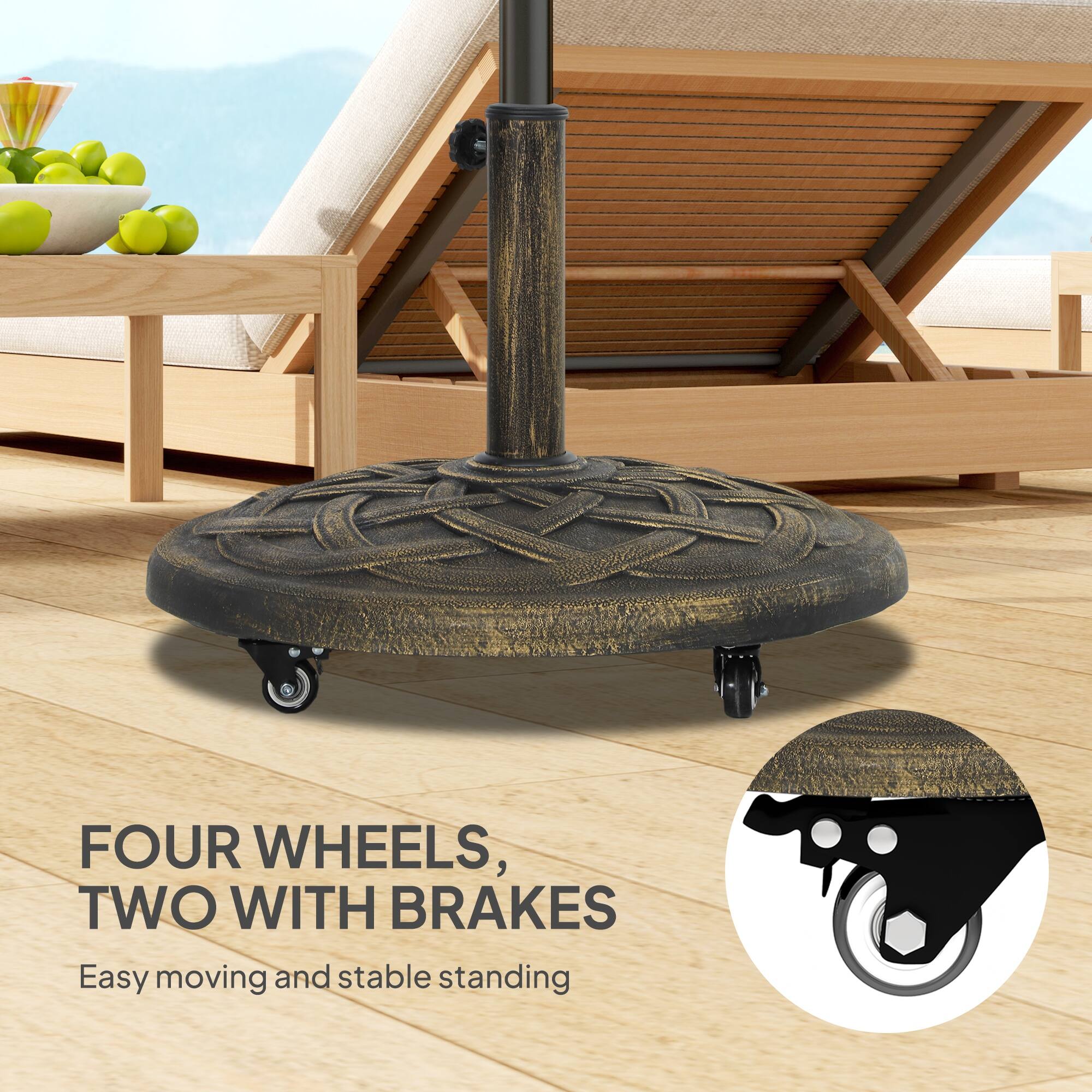 FOUR WHEELS, TWO WITH BRAKES
Easy moving and stable standing