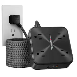 TESSAN - 8-Outlet / 1-PD 20W USB-C / 1-USB-C / 1-USB-A 900 Joules Surge Protector Power Strip with 6 ft Extension Cord - Black