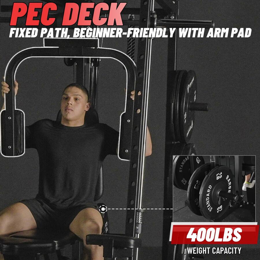 Power Rack Fly Attachment Mikolo Smith Machine, 2000LBS Power Cage Squat Rack, Chest Fly Machine ...