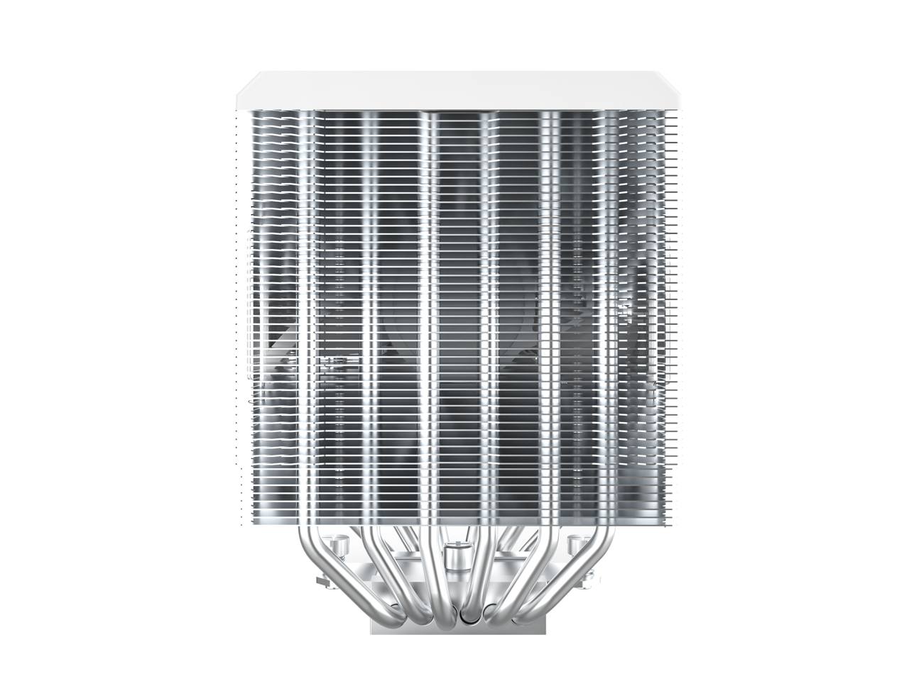 Alt View 3. Montech - MONTECH NX600 Dual-Tower CPU Cooler, 6 Heatpipes, 28mm PWM Fan, Soldered Base, LGA1700/1851/AM5, White - White.