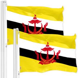 G128 - 2-Pack Brunei Flag 3x5 ft, 150D Polyester, Dye-Sublimated, Brass Grommets - Yellow, Black, Red